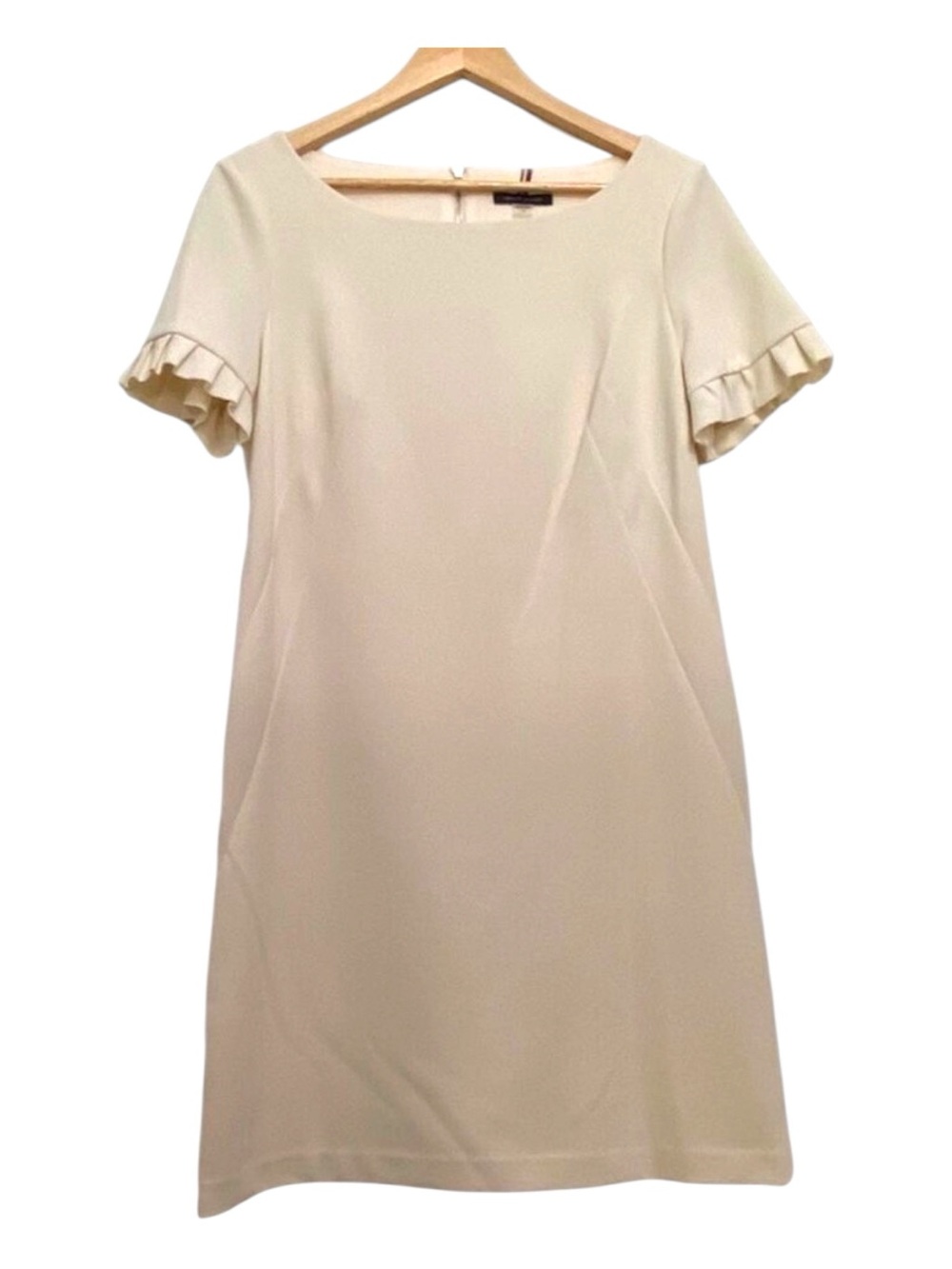 TOMMY Hilfiger dress ecru off white woven short sleeve summer flattering size 10